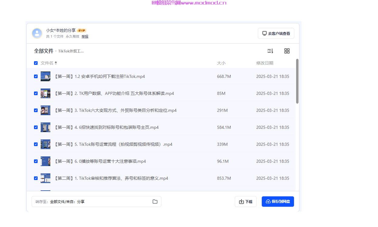 TikTok外贸工厂陪跑训练营网盘免费下载