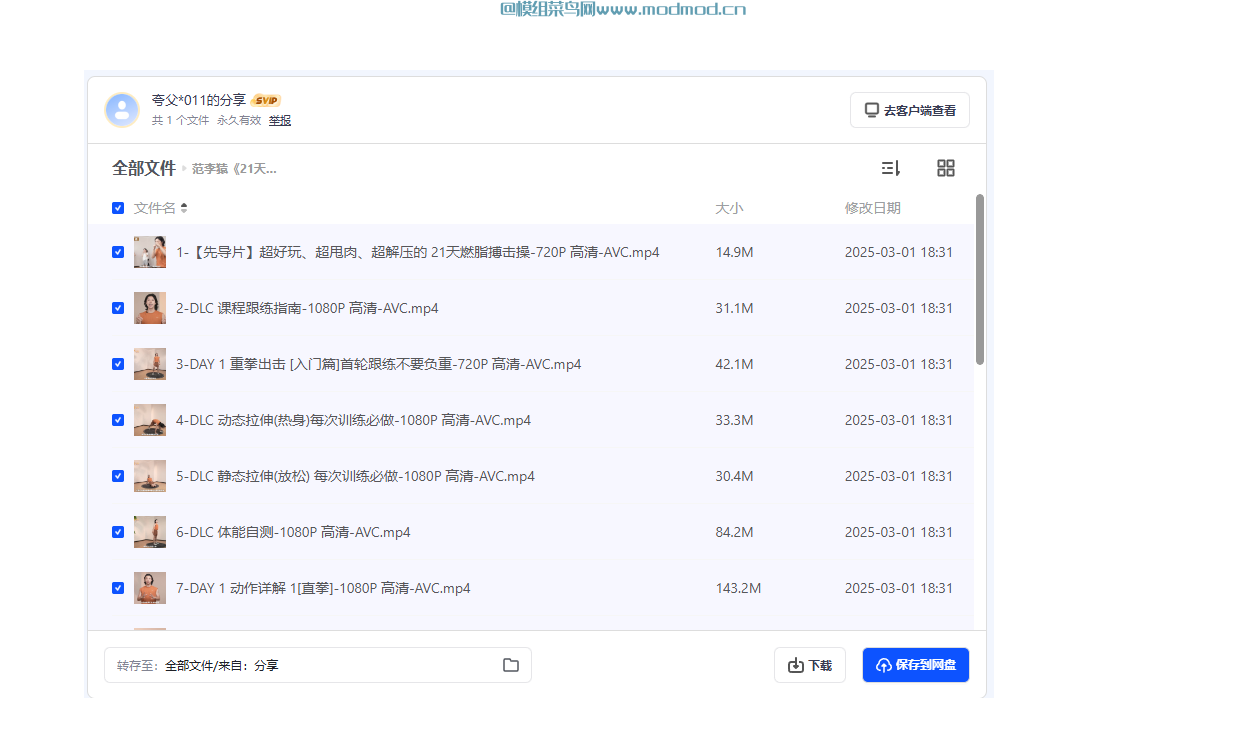 21天零基础居家减脂搏击操教学视频网盘免费下载